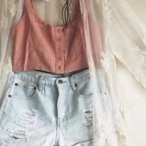 Pink shirt and jean short set